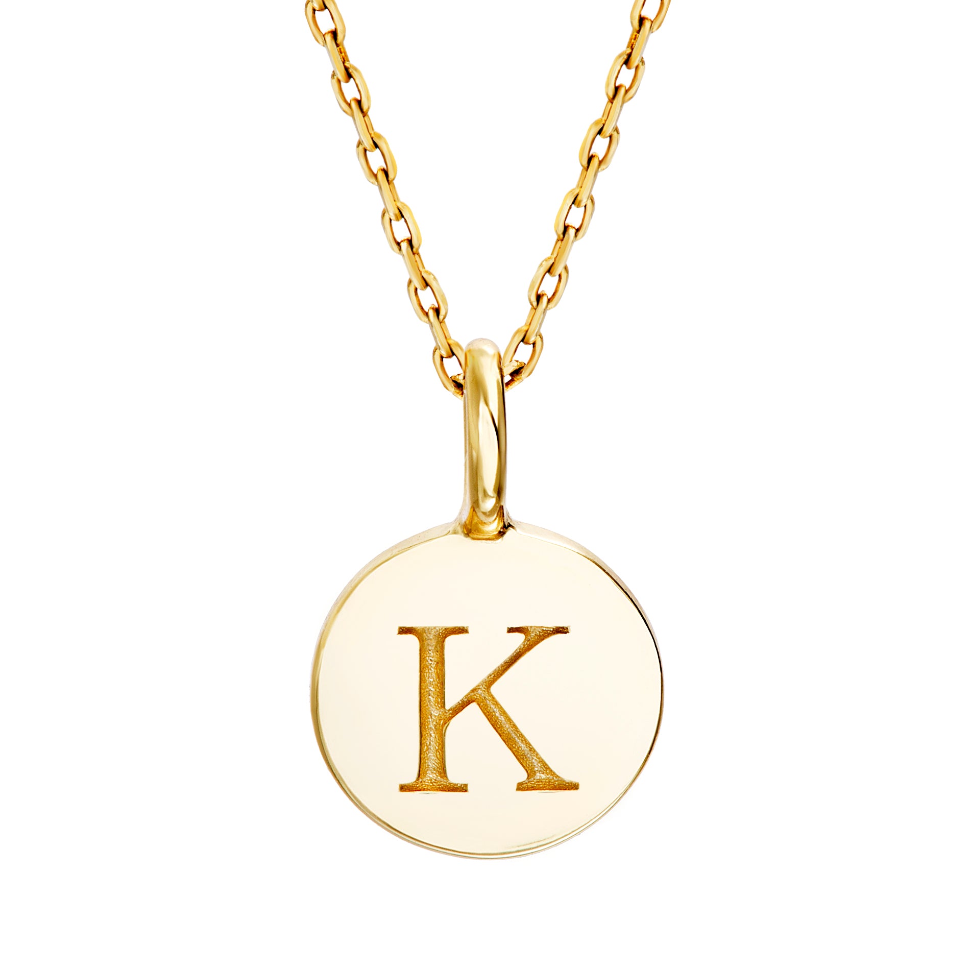 Gold Initial Disc Pendant